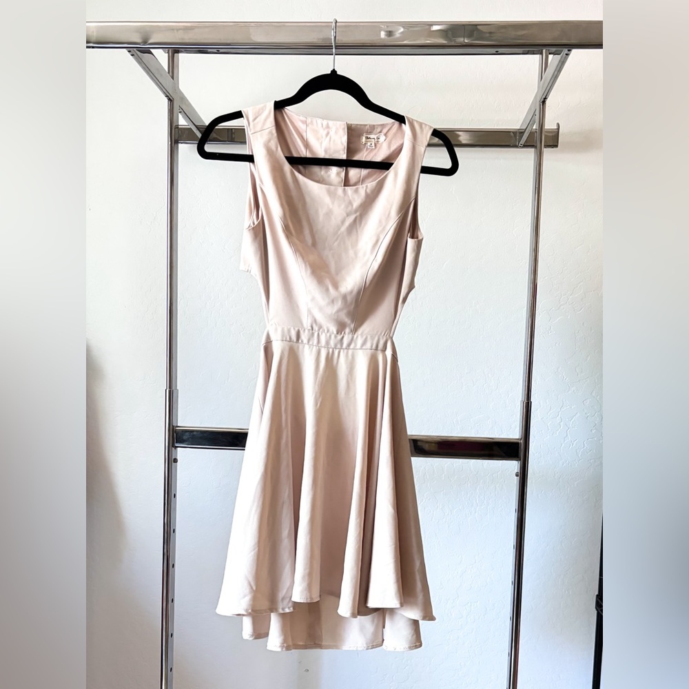 Clothing Co Cream Mini Dress with Button Up Back and Cutout S